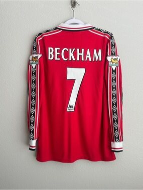 Vintage Manchester United 1999/2000 Beckham EPL home long sleeve red jersey